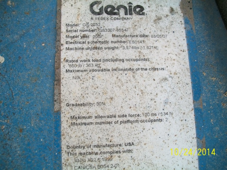 GENIE GS2032 Scissor Lift Stock #76913