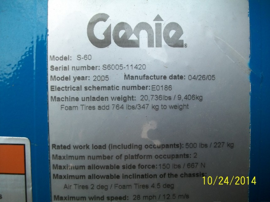 GENIE S60 Straight Boom Stock #77477
