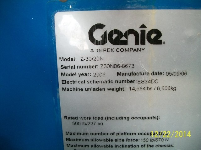 GENIE Z30/20N Articulate Boom Stock #78636