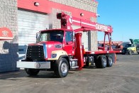 Red Manitex 2892C on 2020 Freightliner 108SD - Front Street Side