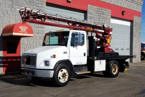 Wilkie 520 Ladder Truck Crane on 2001 Freightliner Truck - Front Driver's Side