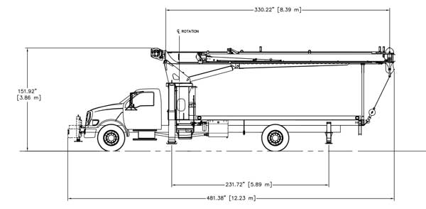 Terex BT3470 Standard Mount Side Dimensions